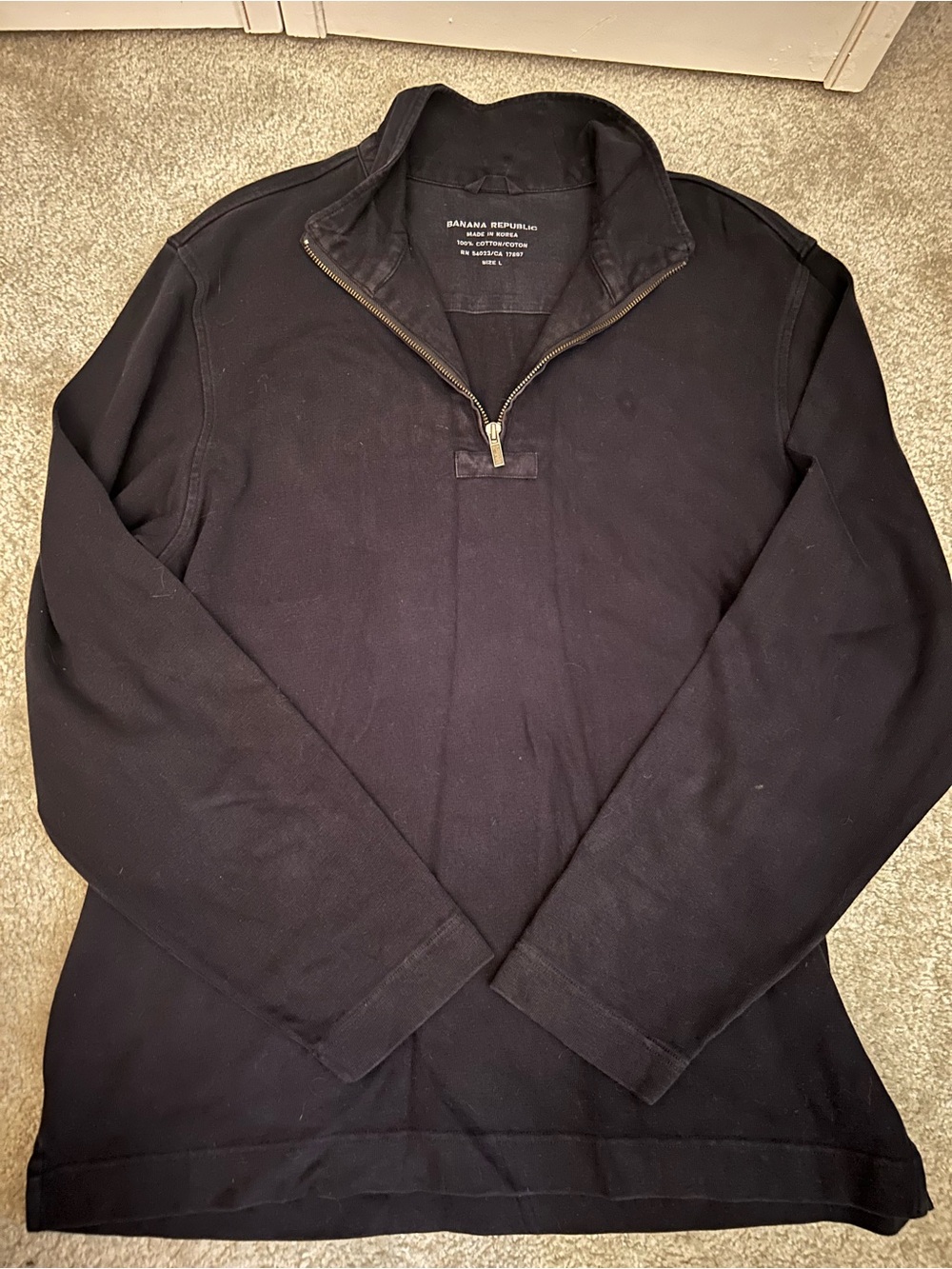 Banana Republic Men's Navy Zip-Neck Pullover Sweater